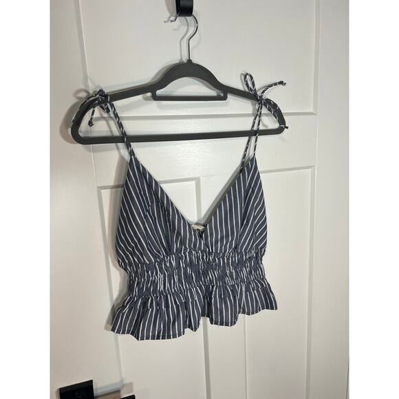 NEW! Womens Striped Cropped Tank Size L Boho Cottagecore Summer Blouse Large - Picture 3 of 9